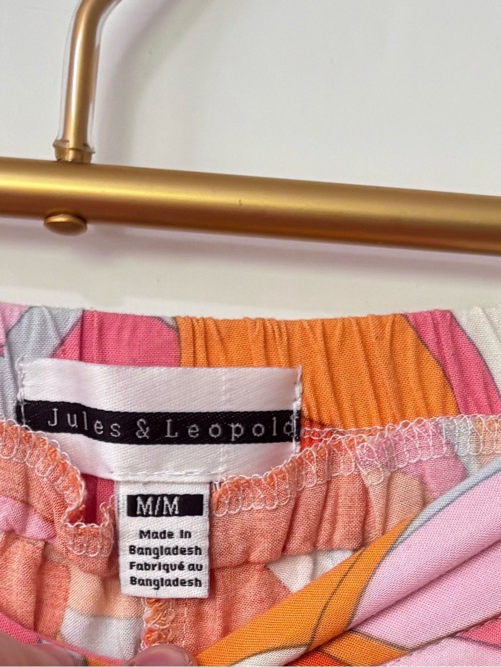 JL| Wide Leg Tie-Waist Lightweight Pants in Orange & Pink Retro 70s Print Sz M - Picture 7 of 8